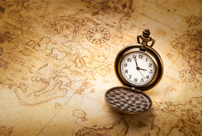 Fotomurales de vinilo vintage mapa y reloj